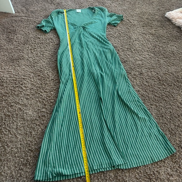 MP|C Mink Pink Hey Now Green Striped Midi Dress Twist Front M - Picture 8 of 12
